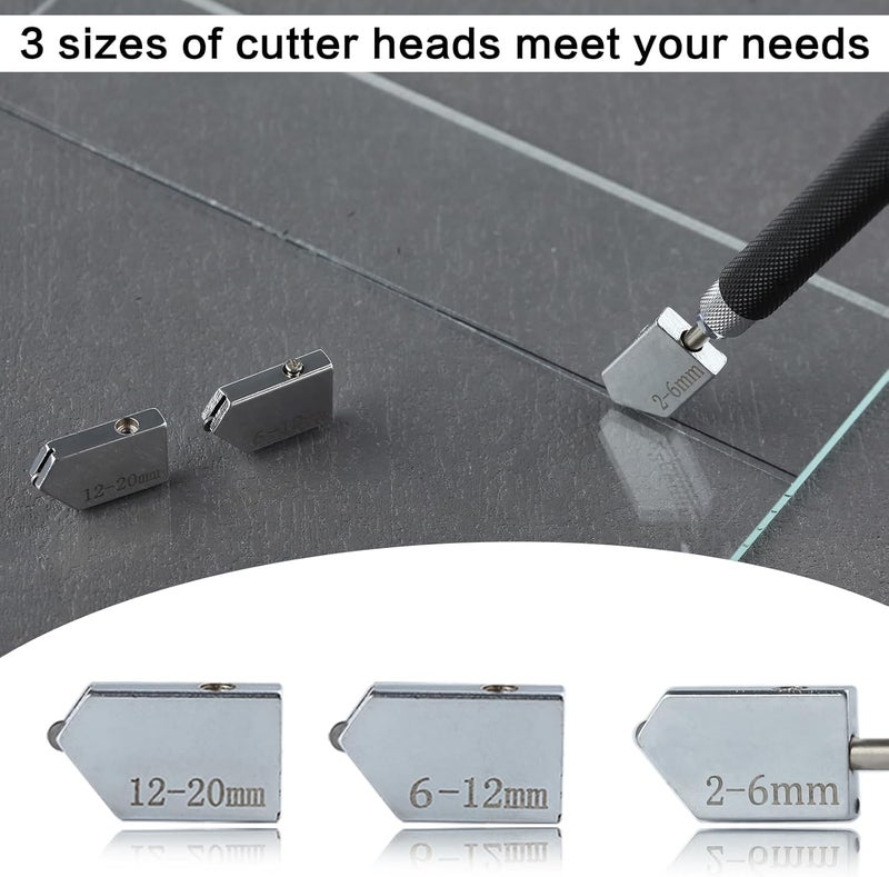 LEONTOOL 7 Pieces Glass Cutter Tool Set Includes Adjustable Circular Glass Cutter with Round Knob Handle and Suction Cup, Heavy Duty Glass Cutting Tool for Stained Glass Mosaic Tiles Mirrors - Image 2